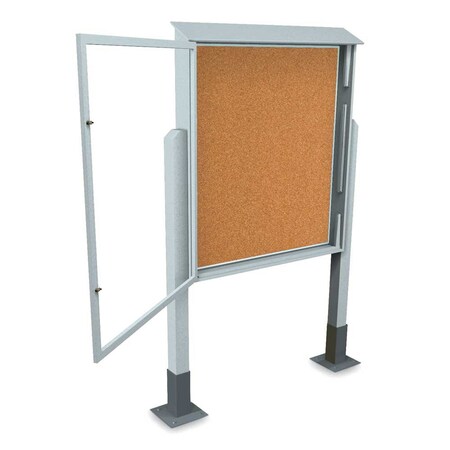 United Visual Products Sliding Door Indoor Enclosed Corkboard, 4 UV9025ACSH4824-GOLD-CORK